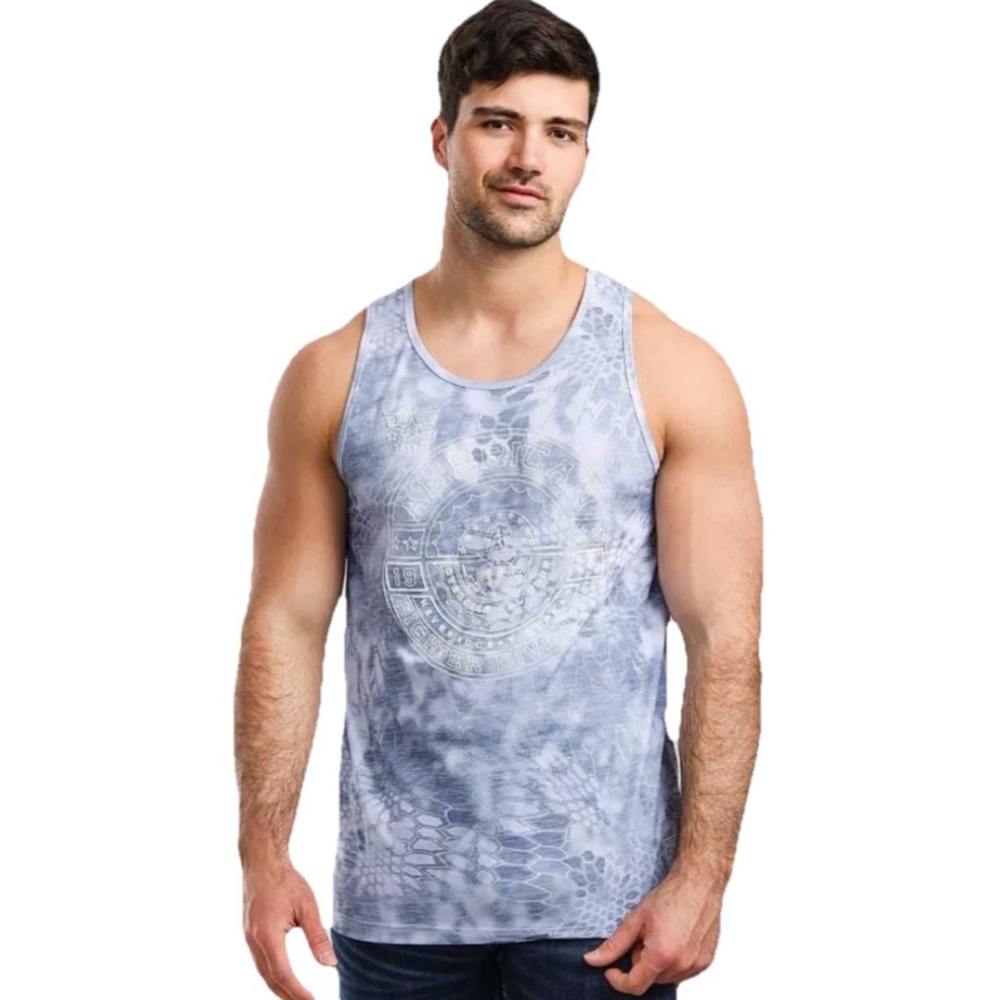 American Fighter x Affliction Freemont Men's Blue Graphic Tank Top Size Medium